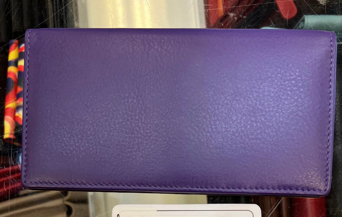 ili New York RFID Checkbook Cover Leather Wallet (Purple)