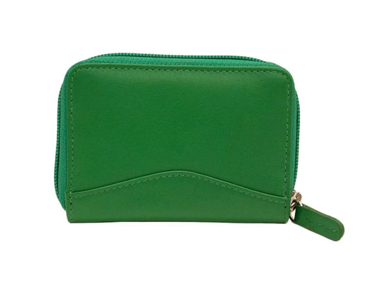 ili New York Leather RFID Accordian Card Case Leather Wallet (Emerald)