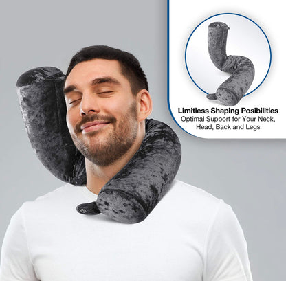Cloudz Flex Universal Memory Foam Travel Neck and Body Pillow (Black)