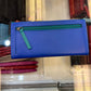 ili New York RFID Checkbook Leather Wallet (Aqua/Cobalt)