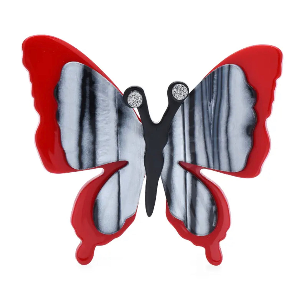 On Sale - Fashion Pin- Red & Silver Butterfly