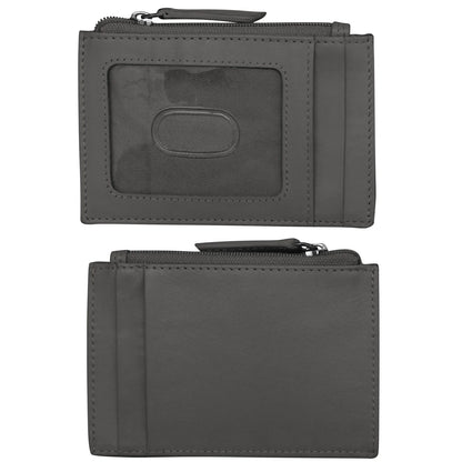 ili New York RFID Leather Zippered I.D. Wallet- 7416 Grey
