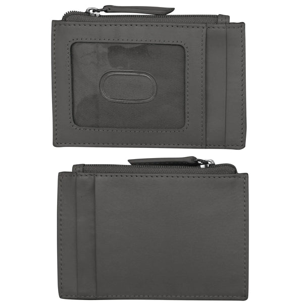 ili New York RFID Leather Zippered I.D. Wallet- 7416 Grey