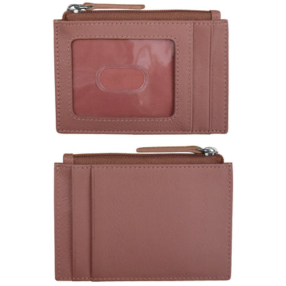 ili New York RFID Leather Zippered I.D. Wallet- 7416 Mauve