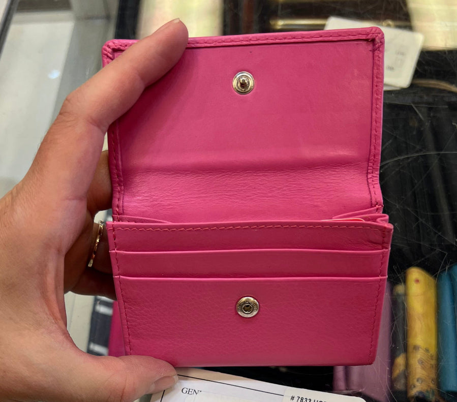 on Sale- Ili RFID Mini Trifold Leather Wallet (Hot Pink)