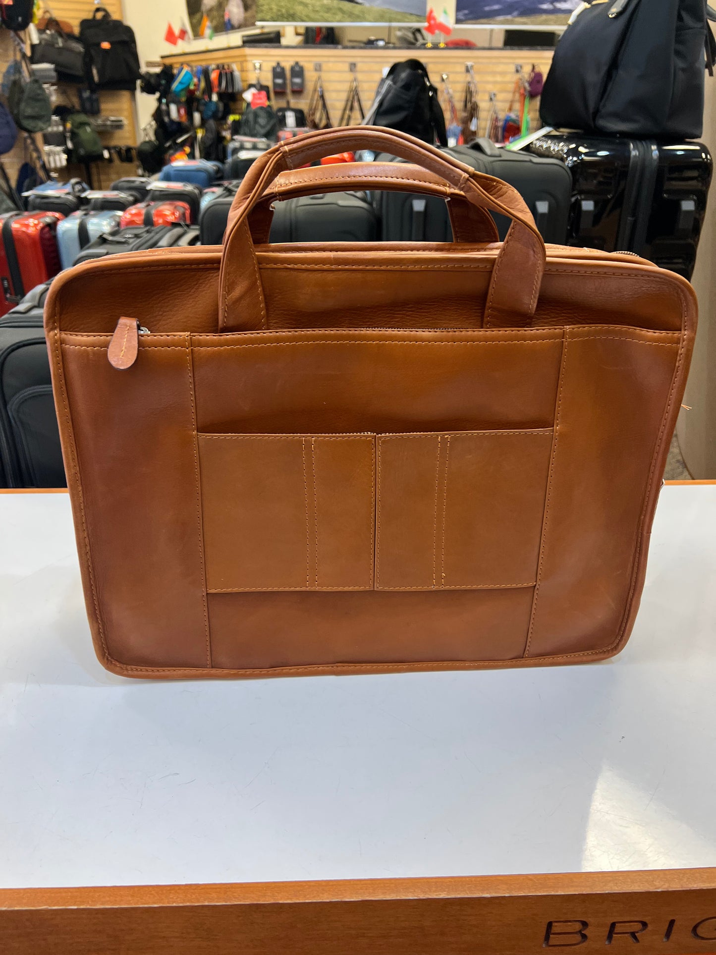 Leather Top Zippered Briefcase