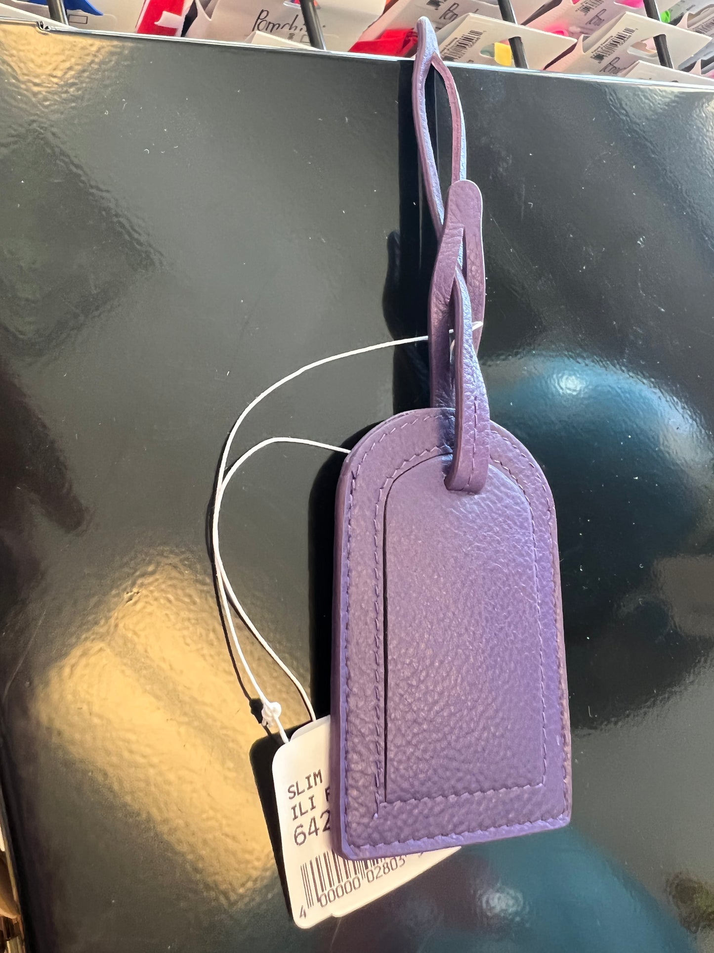 ili New York Slim Leather Luggage Tag (Purple)