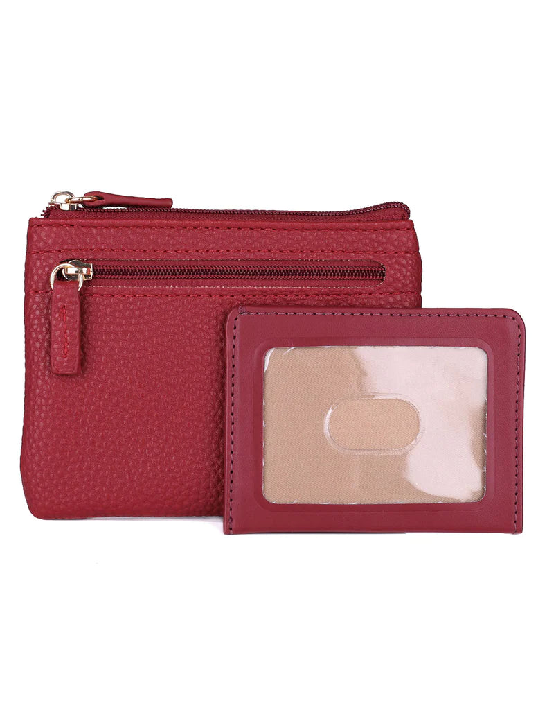 A la venta- Julia Buxton Vegan Leather RFID Pik-Me-Up Caja de tarjeta de moneda de identificación grande