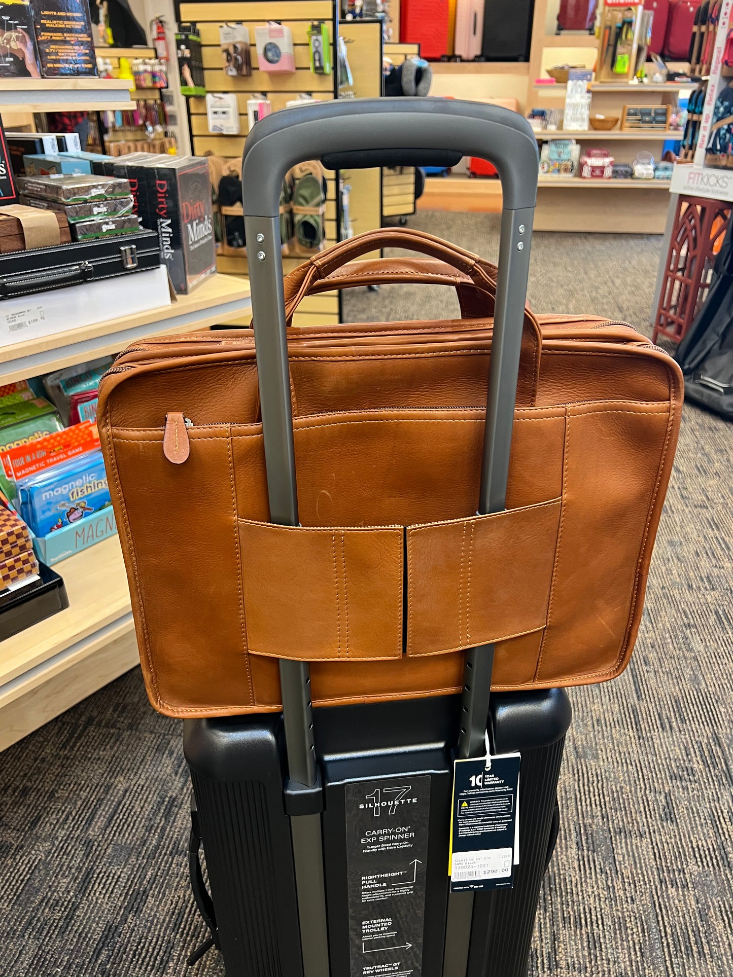 Leather Top Zippered Briefcase