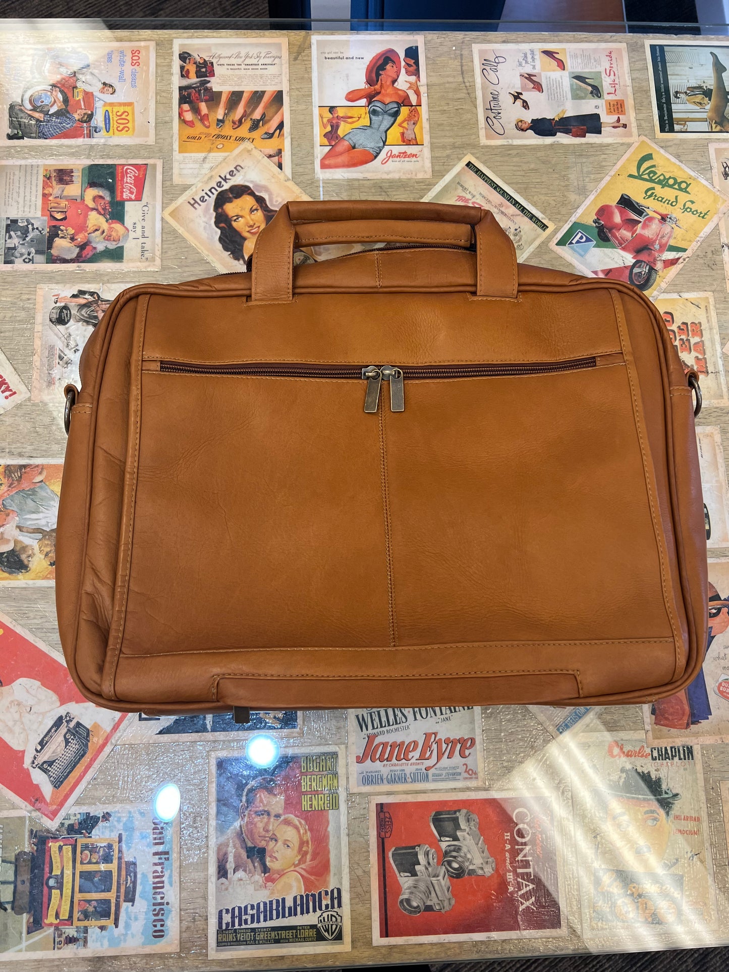 DayTrekr Slim Leather Zippered Briefcase