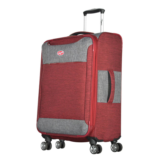 On Sale- Olympia Denim 25” Expandable Mid-Size Softside Spinner (Red)