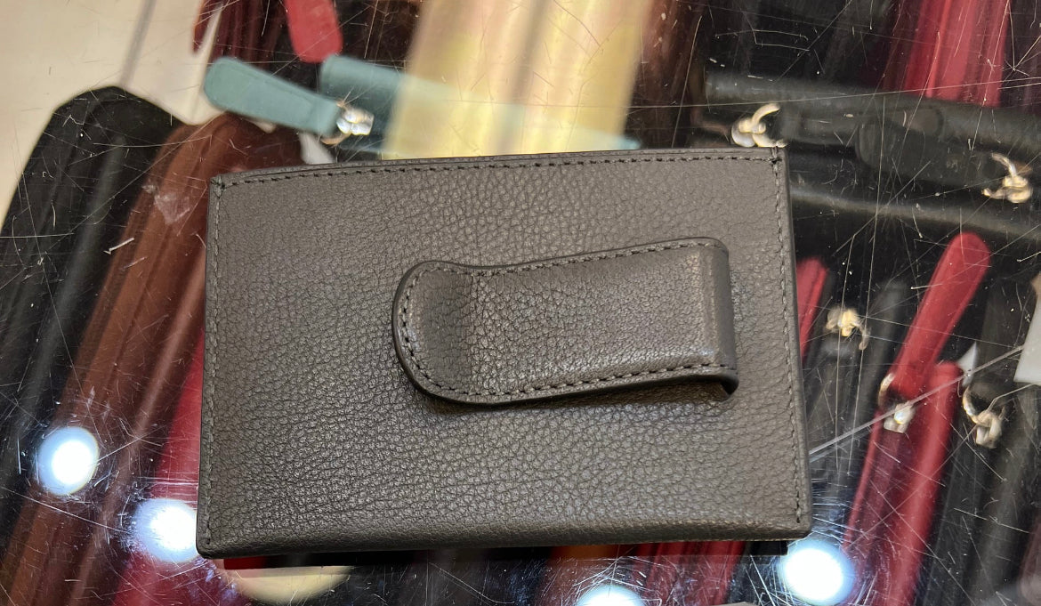 TUMI Nassau RFID Money Clip Leather Wallet (Grey Texture)