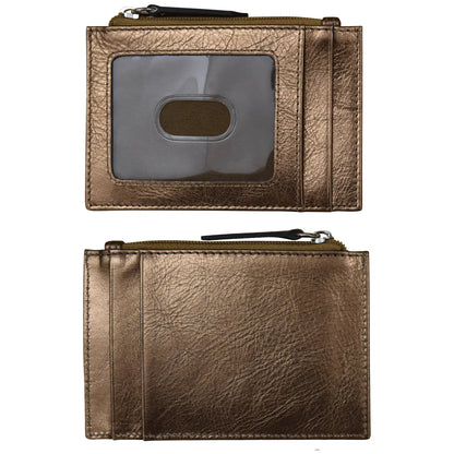 ili New York RFID Leather Zippered I.D. Wallet- 7416 Bronze