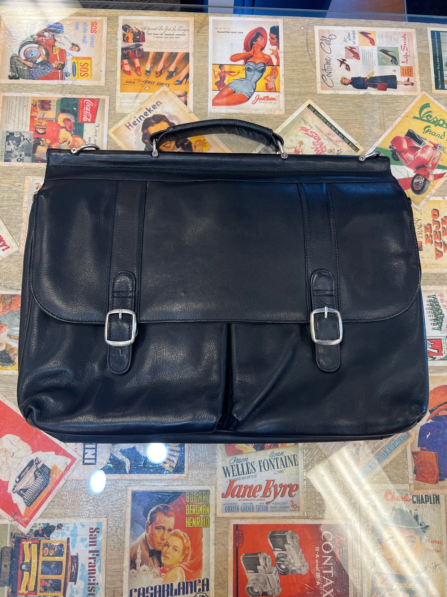 David King Dowel Top Leather Briefcase