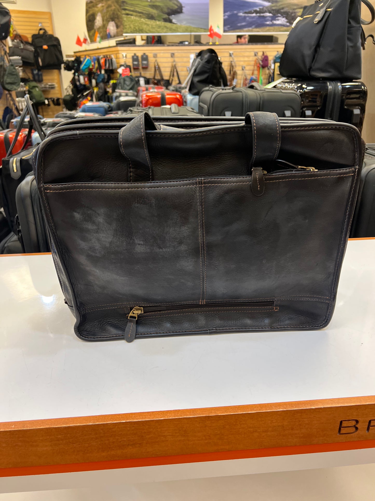 Leather Santa Fe Zippered Briefcase