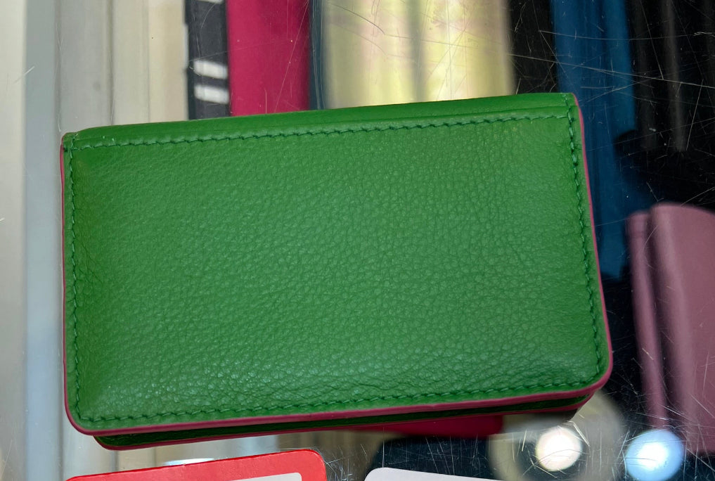 ili New York Leather RFID Card Case/Coin Purse (Emerald/Fab Fuschia)