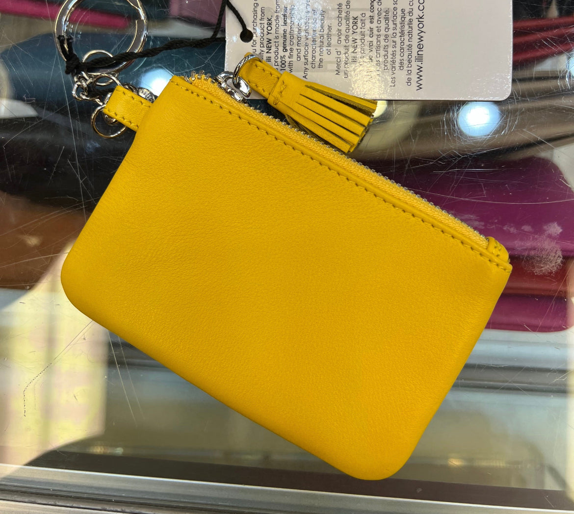 ili New York Leather Key Pouchette Coin Purse Sunshine