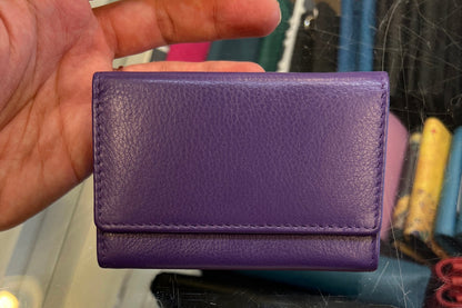 ili RFID Mini Trifold Leather Wallet (Purple)