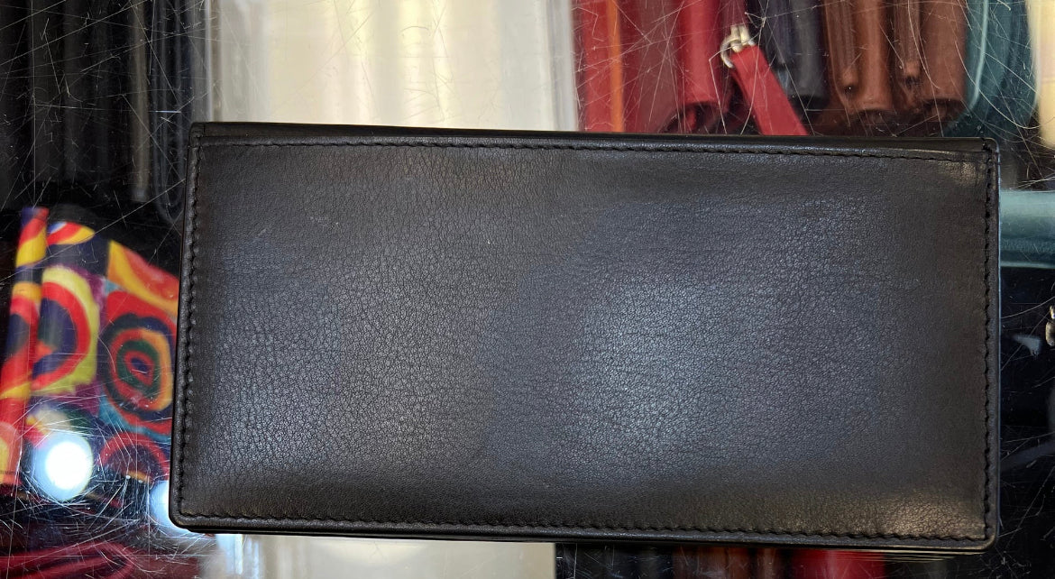 ili RFID Checkbook Cover Leather Wallet (Black)