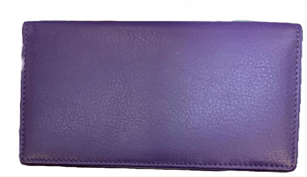 ili New York RFID Checkbook Cover Leather Wallet (Purple)