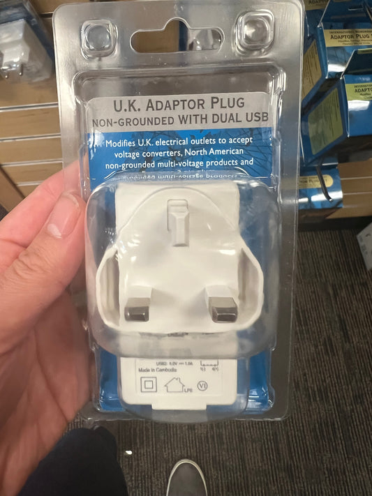 Voltage Valet Nongrounded Adapter Plug Type D with USB- PDU | United Kingdom / Ireland / Hong Kong Black