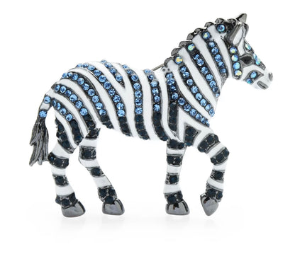 On Sale - Fashion Pin- Zebra (Blue, Black & White)