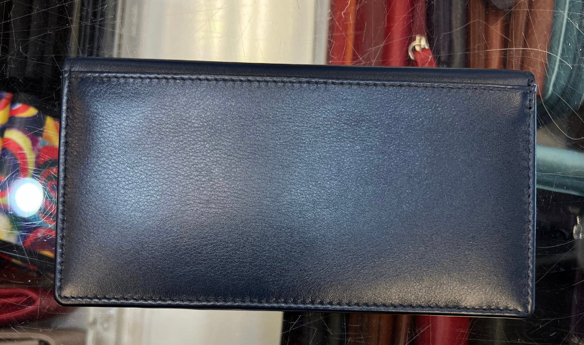 ili New York RFID Checkbook Cover Leather Wallet (Navy)