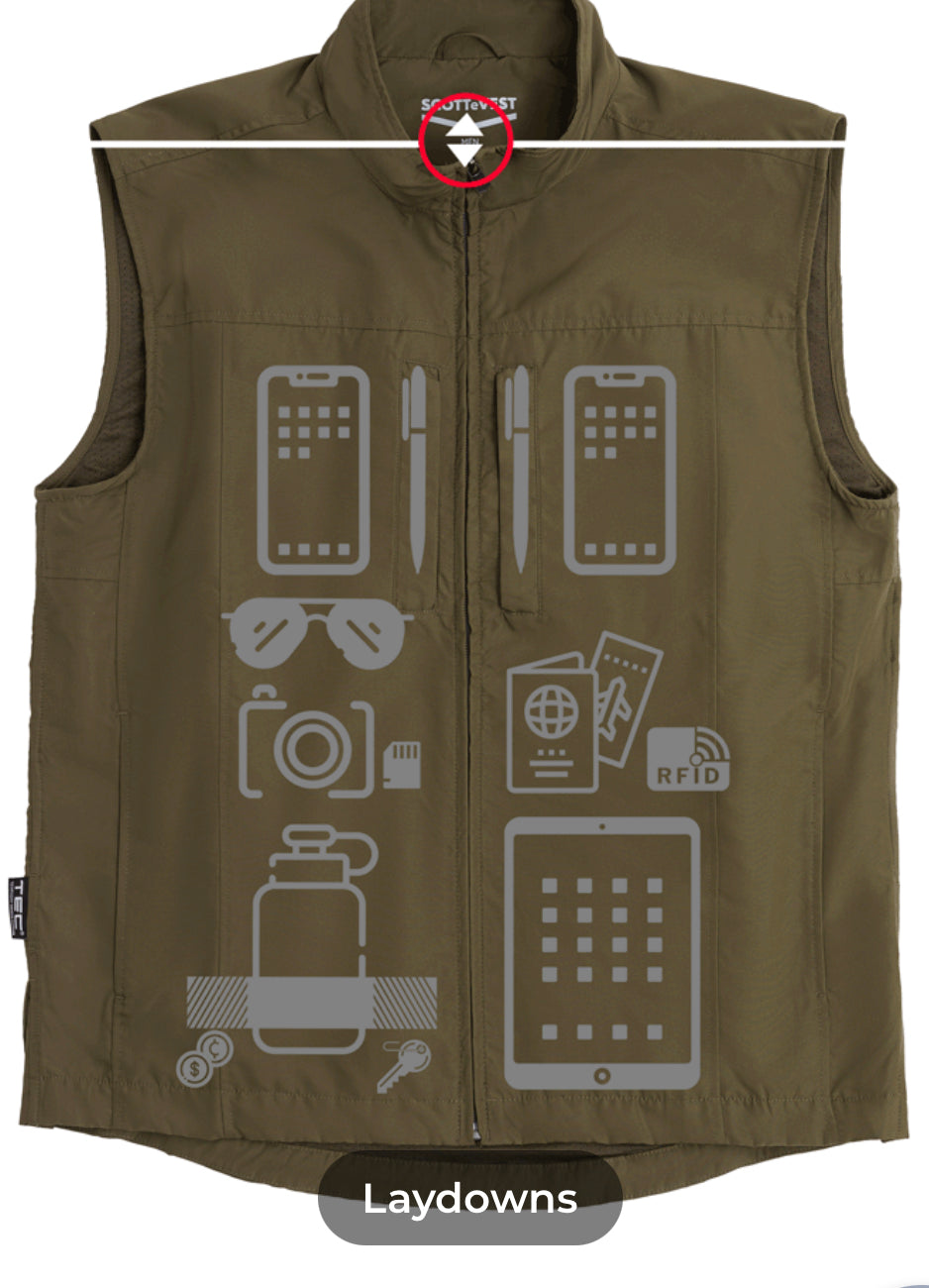 Chaleco de viaje repelente al agua Scott e Vest RFID para hombre (en negro, talla mediana, ¡último en stock!)