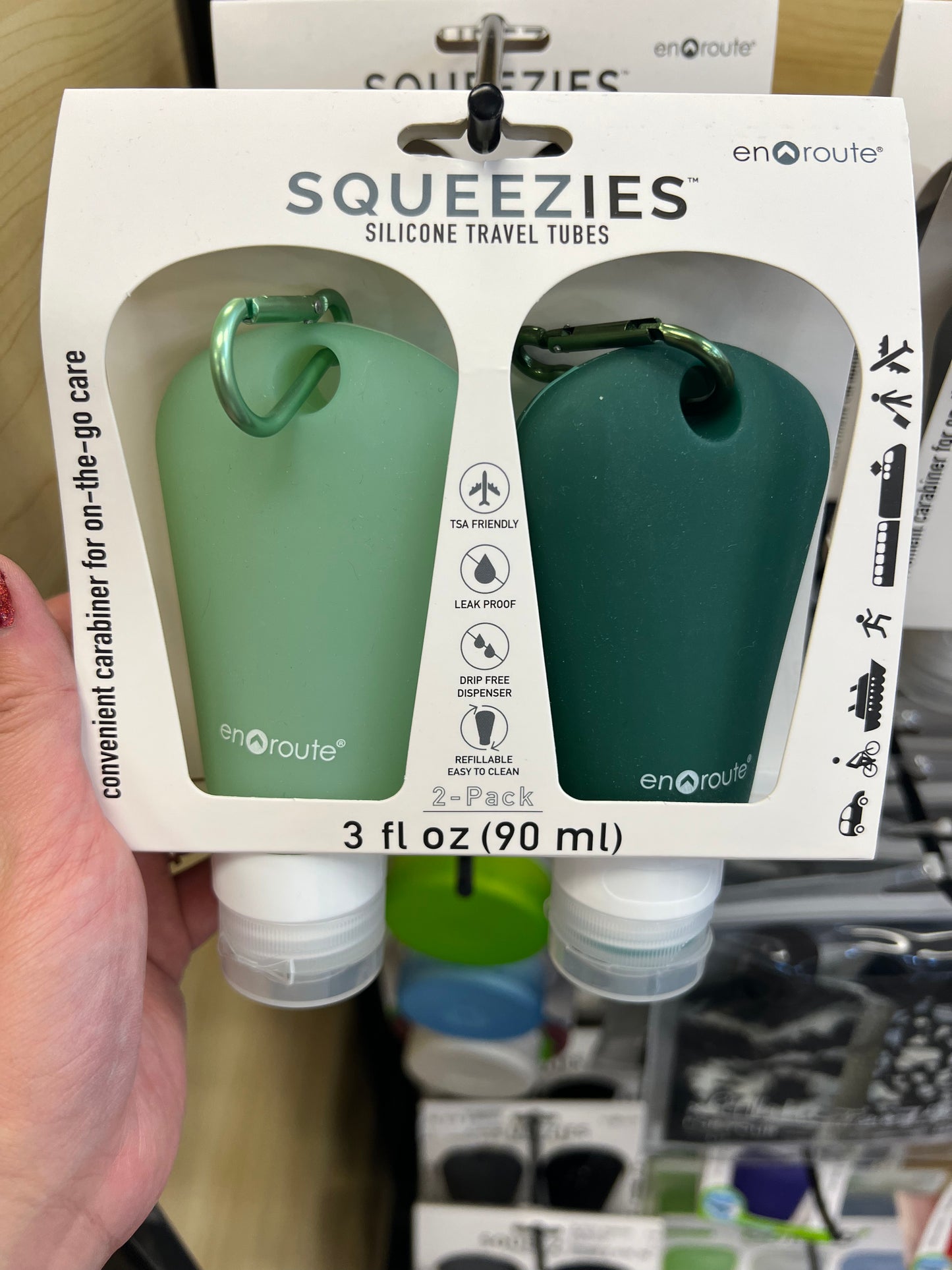 En Route Squeezies silicone travel tubes (2-pack, 3oz each; assorted colors)