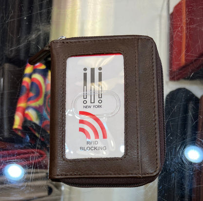 ili RFID Accordian Case Leather Wallet (Walnut)