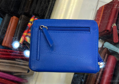 ili RFID Zip Around Leather Wallet (Cobalt)