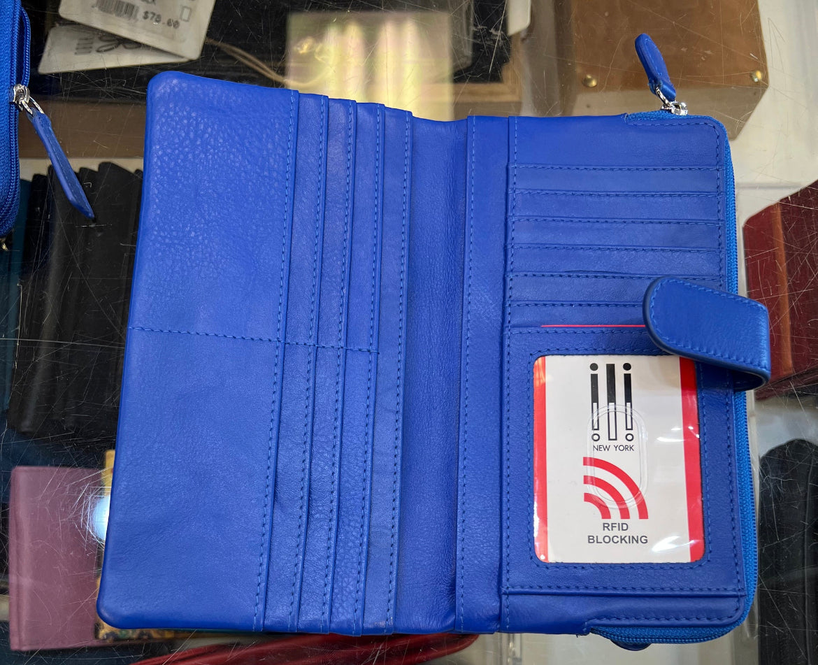 ili New York RFID Smartphone Leather Wallet (Cobalt)