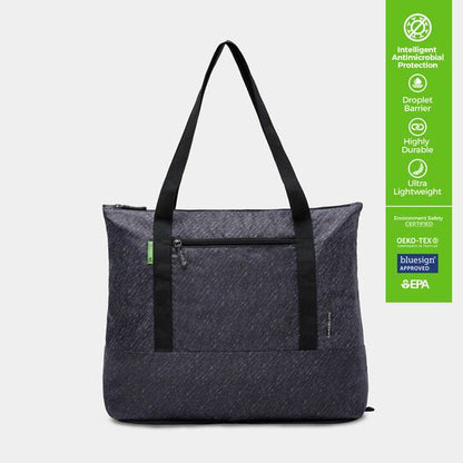 Travelon CLEAN Antimicrobial Silvadur Packable Tote with trolley sleeve passthrough Grey