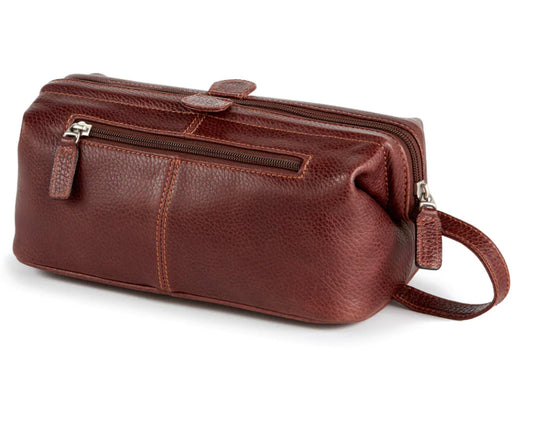 On Sale- Classico- Leather Toiletry/Shave Bag (Brandy)