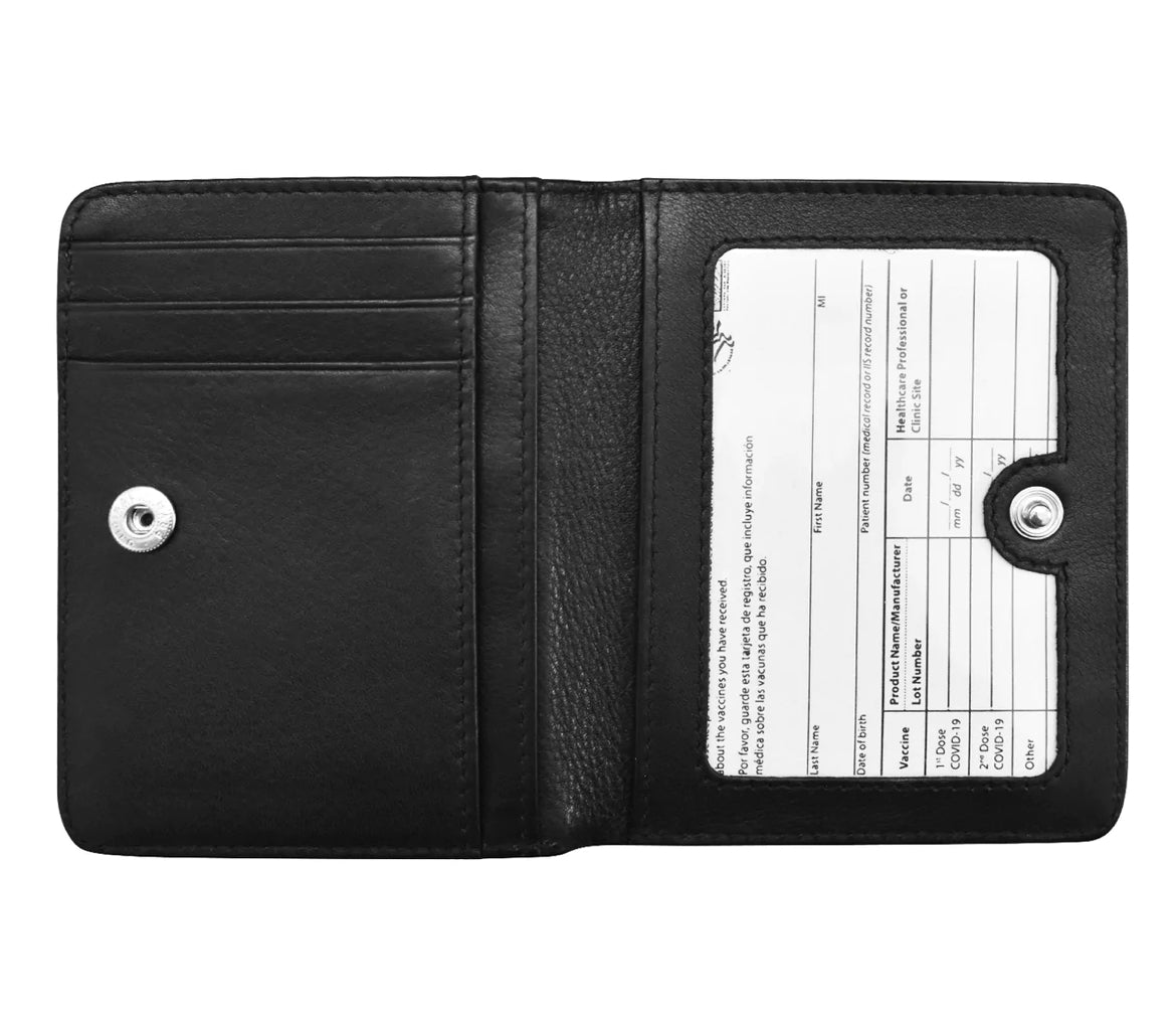 ili New York Vaccine Card Holder Leather Wallet (Black)