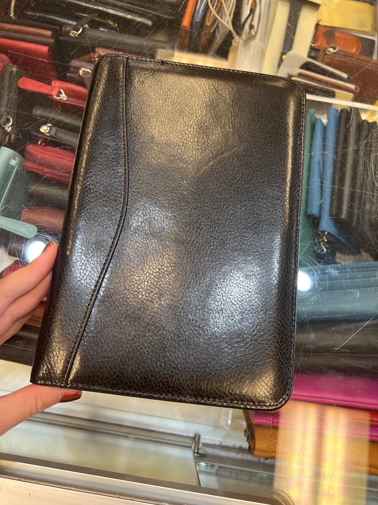 Scully Leather Zippered Mini Padfolio (Black)