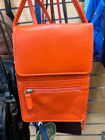 ili New York Small Leather Organizer On String Crossbody Handbag/Purse