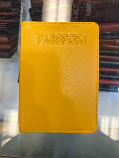 ili RFID EMB Leather Passport Wallet (Yellow)