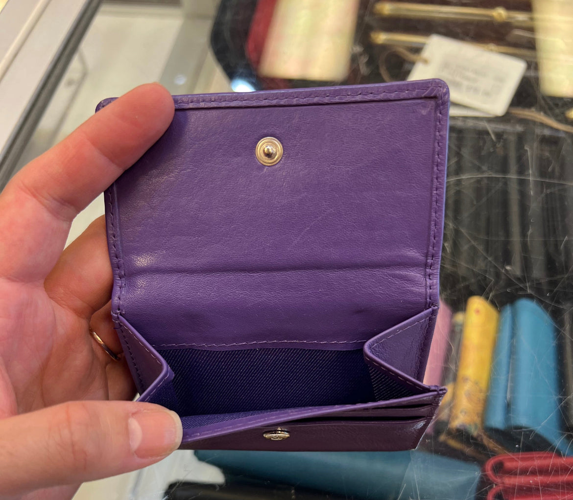 ili RFID Mini Trifold Leather Wallet (Purple)