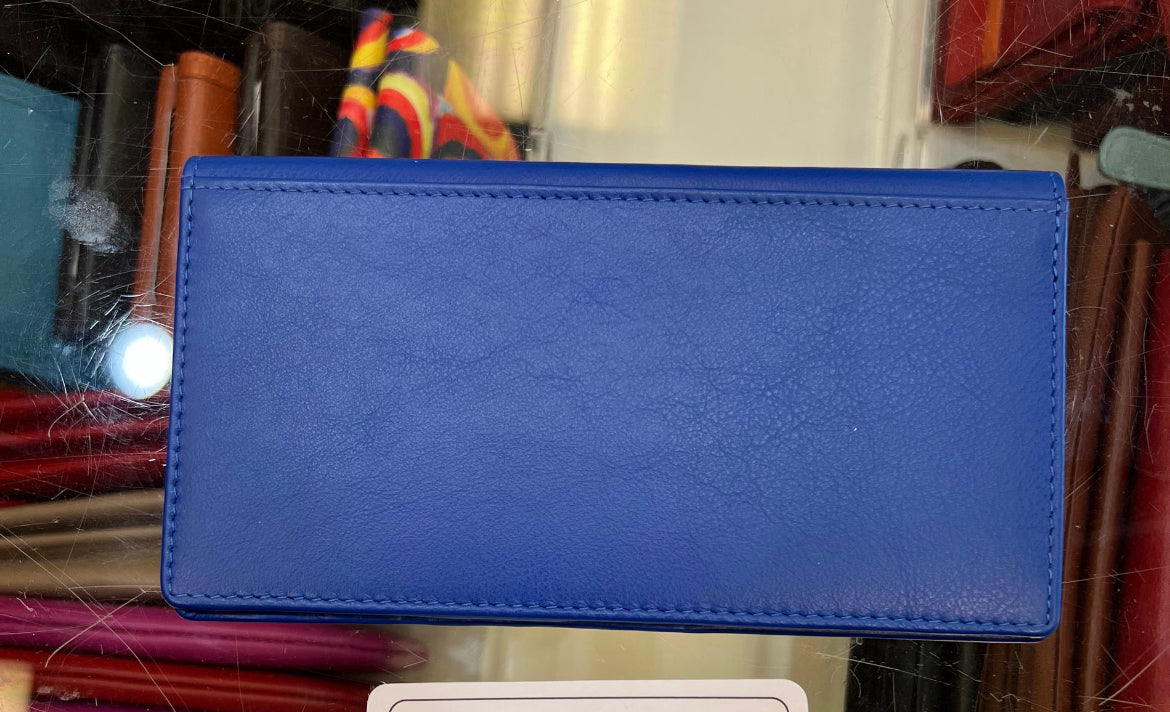 ili New York Checkbook Cover Leather Wallet (Cobalt)