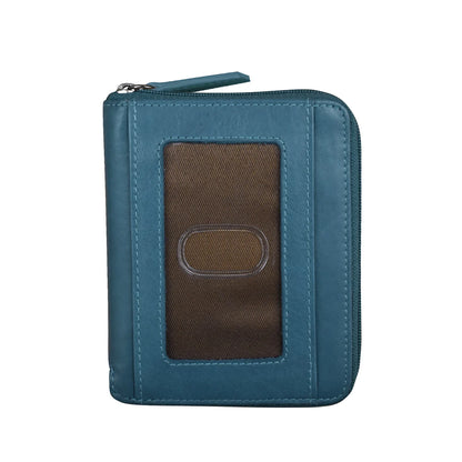 ili New York RFID Zip Around Leather Wallet- 7859 Jeans Blue