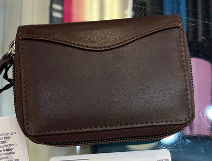 ili RFID Accordian Card Case Leather Wallet (Brown)